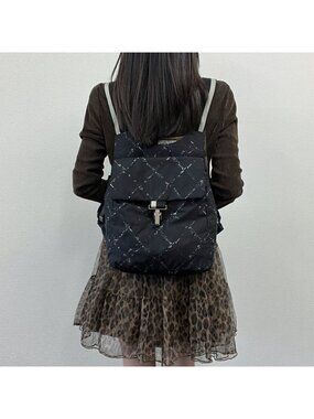 Chanel CC Logo Vintage Travel Line Backpack Black Nylon